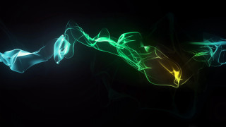 Black background green yellow light - light in the middle free wallpaper