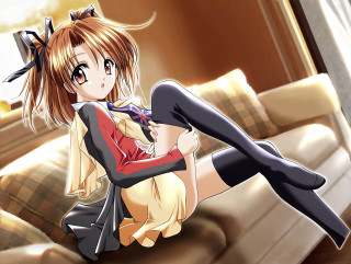 Woman couch cat hair ribbon - a dress free wallpaper