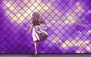 Girl short dress purple fence - a short dress free wallpaper for desktop
