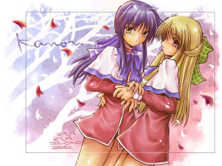 Anime girls hug flower background - a background free wallpaper for desktop