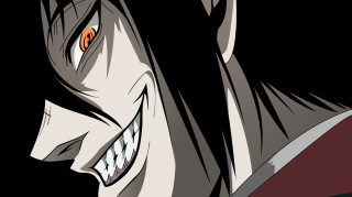 Creepy toothy grin red collar - a creepy face free wallpaper