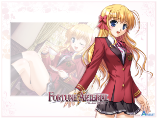 Anime girl red jacket blonde - a piano free wallpaper