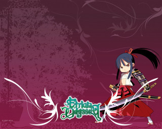 Girl sword red dress purple - a grungy background free wallpaper