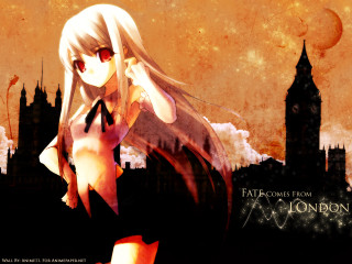 Gothic anime vampire city skyline - a clock tower in the background free wallpaper