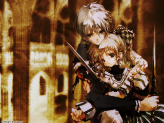 Anime characters bench sword castle - a bench free wallpaper