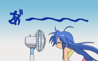 Blue hair girl fan breeze - a fan free wallpaper