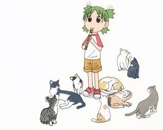 Girl cats plant art aya - a toothbrush free wallpaper