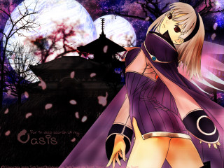 Purple dress fullmoon anime fantasy - a clock tower free wallpaper for desktop