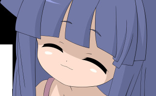 Bluehair ponytailed girl blush closeup - a cartoon girl free wallpaper for desktop