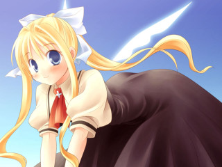 Anime girl blonde hair sword 3 - a anime girl free wallpaper for desktop