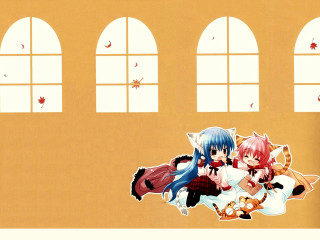 Anime couple couch autumn cat - a couch in front free wallpaper for desktop