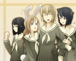 Anime girls bunny ears dresses 2 - a group of anime girls free wallpaper for desktop