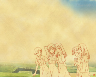 Girls field grass clouds smile - a field next free wallpaper