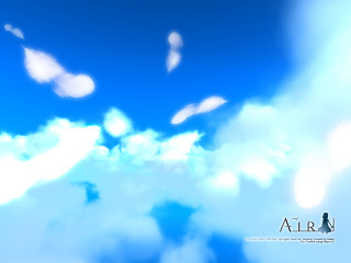 Blue sky clouds plane person - free sky wallpaper