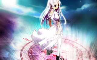Gothic anime woman white dress 2 - an anime drawing free wallpaper