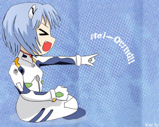 Blue hair rei hologram chibi - u free wallpaper