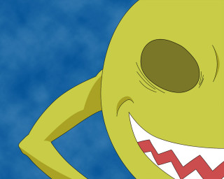Cartoon smile blue background sky - his face and mouth free wallpaper