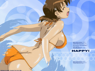 Cartoon bikini happy waves anime - a background free wallpaper for desktop