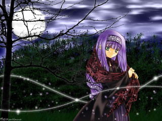 Purple hair dress forest moon - purple hair free wallpaper