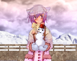 Girl snowman pink sky anime - a snowman free wallpaper