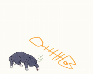 Fish eating fishbone conceptual illustration - lostfish free wallpaper