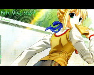 Girl sword green background ufotable - a green background behind her free wallpaper