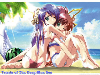 Tiki deepblue sea animegirls beach - deep free wallpaper for desktop