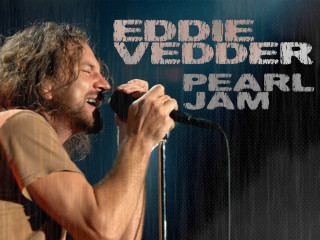 Long haired man eddie vedder - his hand and a sign free wallpaper