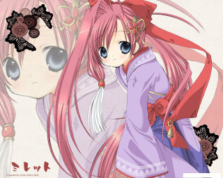 Pink hair girl anime kimono - a pink dress free wallpaper for desktop