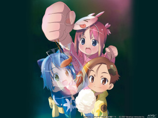 Anime characters green light kimono - a dark background free wallpaper