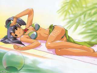 Ayako rokkaku poolside cartoon bikini - a ball free wallpaper for desktop