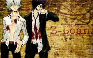 Blood bloodied anime characters brick - a brick wall behind them free wallpaper