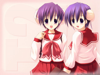 Anime girls purple hair school - red skirt free wallpaper