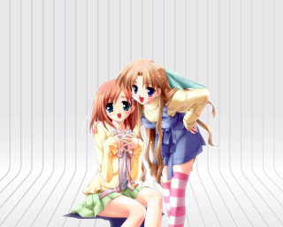 Two anime girls bench cellphone - their back free wallpaper for desktop