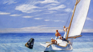 Man sailboat ocean another man - the boat free wallpaper