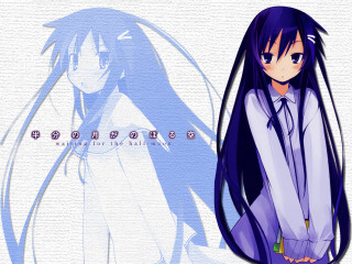 Anime longhair purpleoutfit blush blueeyes - a purple shirt free wallpaper