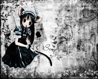 Girl cat knife gothic anime - a grungy effect free wallpaper