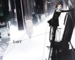 Woman black dress snow city - neo free wallpaper for desktop