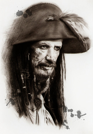 Pirate man feathered hat portrait - photorealistic portrait free wallpaper for mobile