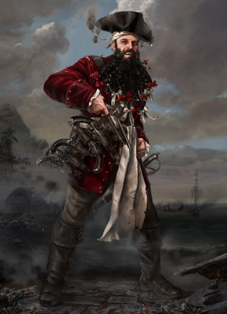 Pirate costume man gun knife - realistic character concept free wallpaper