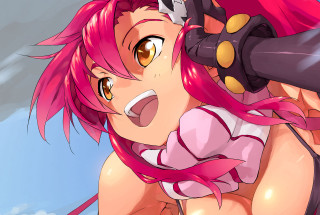 Pink haired giantess gun sky - giantess art free wallpaper