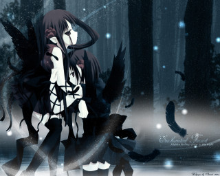 Long hair gothic anime woods - overhead in the background free wallpaper