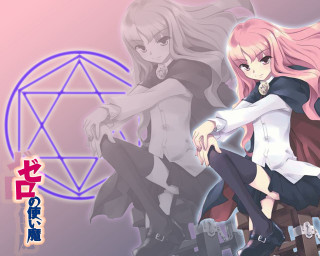 Girl demon pentagram portrait pinkeyes - a demon in the background and a demon in the foreground free wallpaper