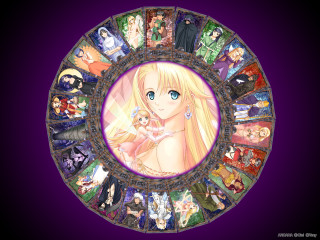 Woman mosaic anime armor feathers - many different character free wallpaper
