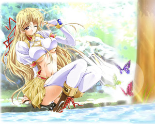 Woman white outfit stump bird - her side free wallpaper