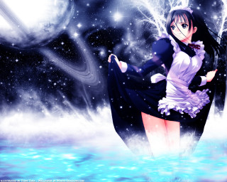 Snow moon anime dress astronaut - a moon in the background free wallpaper for desktop