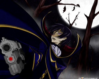 Gothic anime vampire moonlit cape - a gun in front free wallpaper