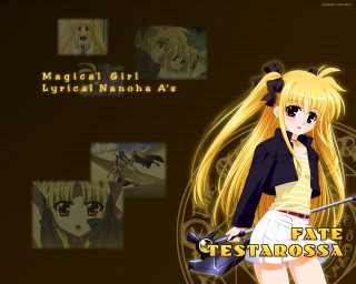 Blonde girl sword anime mosaic - fantasy style free wallpaper