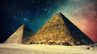 Pyramid desert stars red blue - sacred free wallpaper
