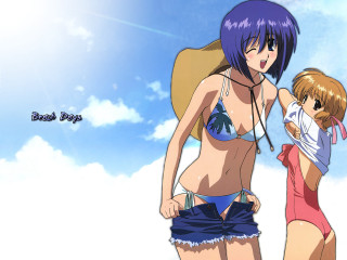 Summer beach anime girls blue - summer free wallpaper